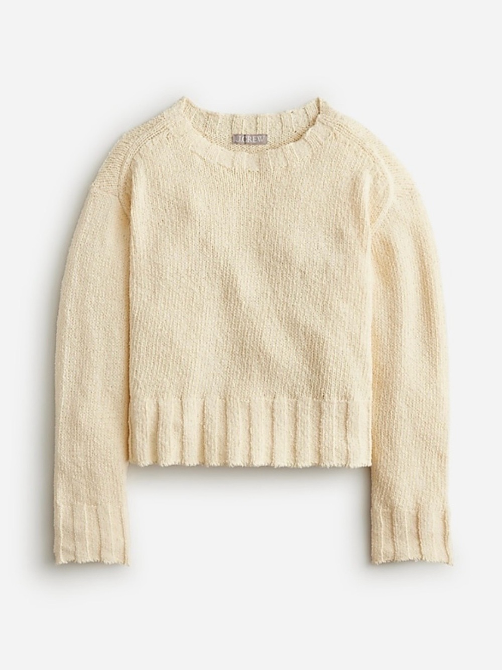 NWT J. CREW Relaxed Crewneck Sweater Antique White Cream Size Medium